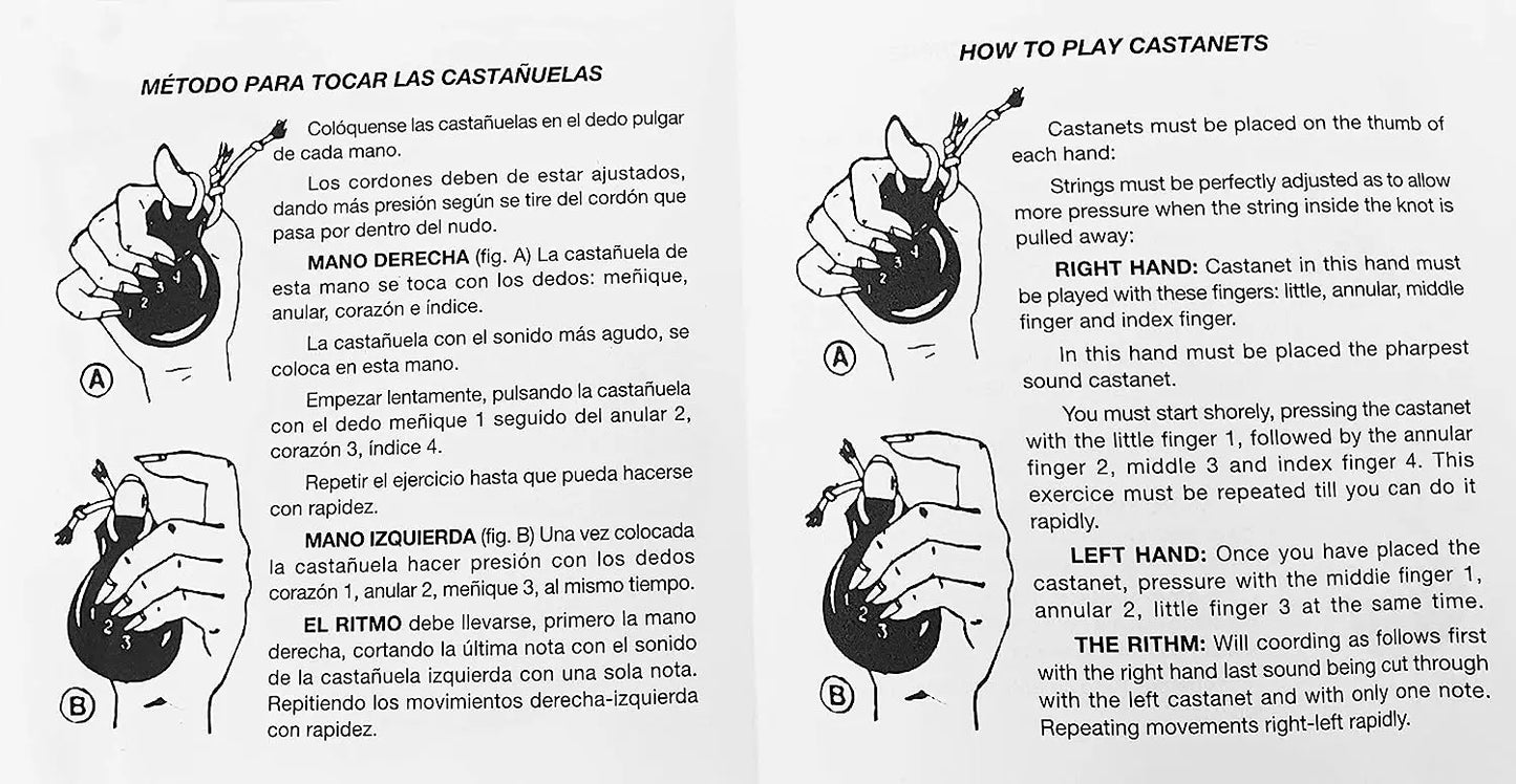 ROCKSTAR MUSIC castanets Sevillanas Wood Granadillo size 4-percussion instrument