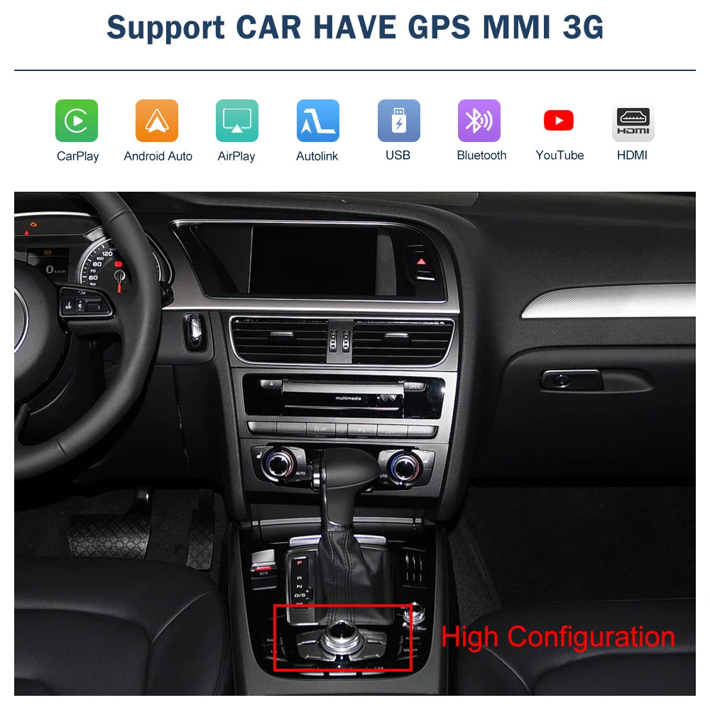 Road Top Wireless CarPlay Android Auto Interface for Audi A4 B8 A5 Q5 2009-2015, with AirPlay Mirror Link Car Play Functions