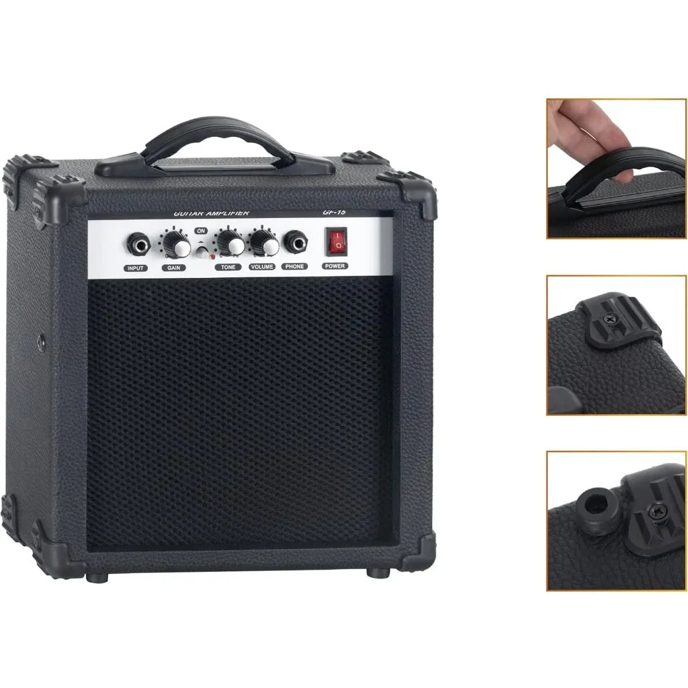 Rocktile Banger's PowerPack Kit de Guitarra Eléctrica Completo Guitarra electrica con 2 Single-Coil pick-up Juego amplificador