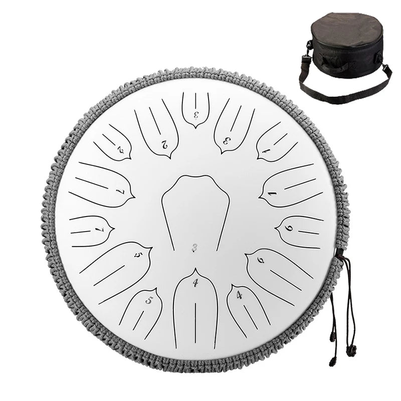 Hluru Music Drum 15 Notes Glucophone Steel Tongue Drum 13 Inch 15 Notes D Tone Ethereal Drum Percussion Musical Instruments