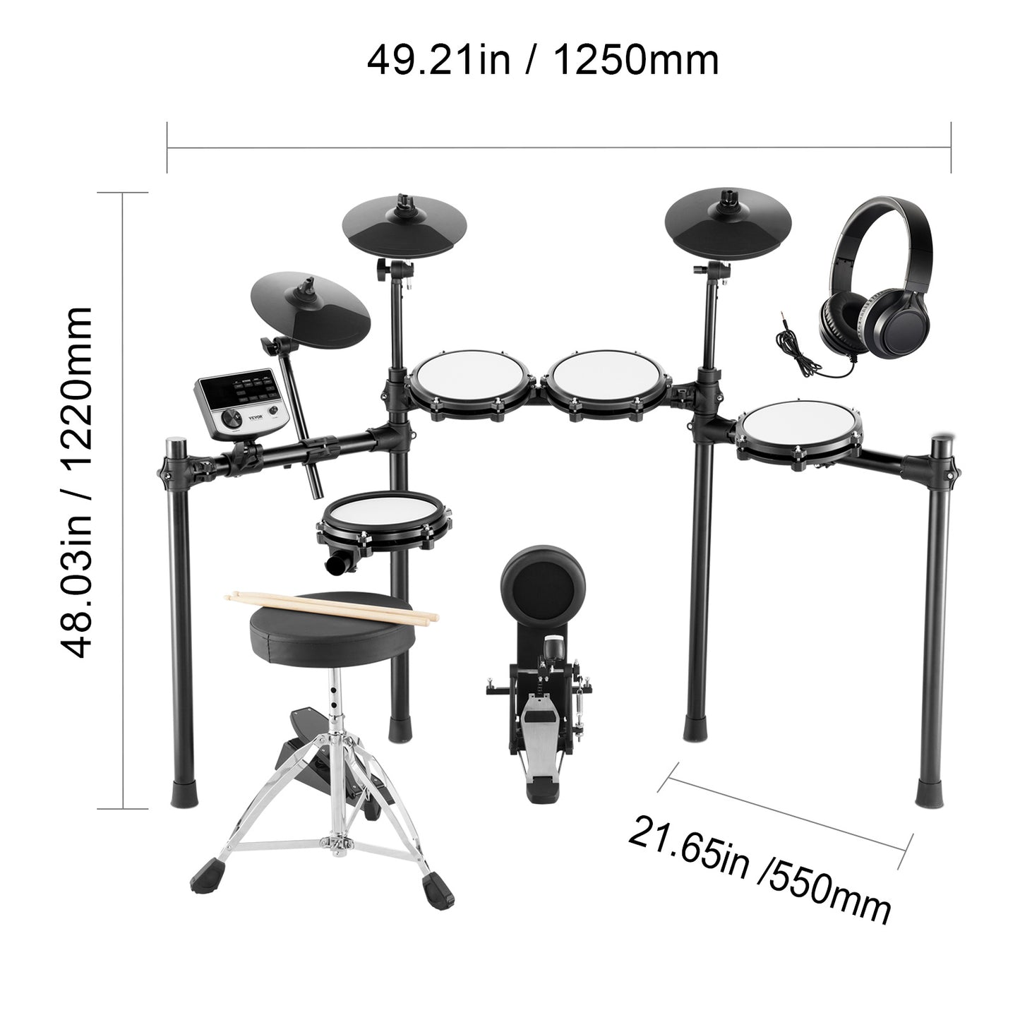 VEVOR Electric Drum Set Electronic Drum Kit 480 Sounds for Beginners & Adults
