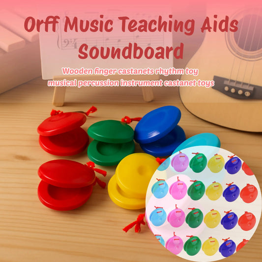 24 Pcs Finger Castanets Rhythm Preschool Musical Percussion Instruments Toys Early Education Orff Music Soundboard Teaching Aids
