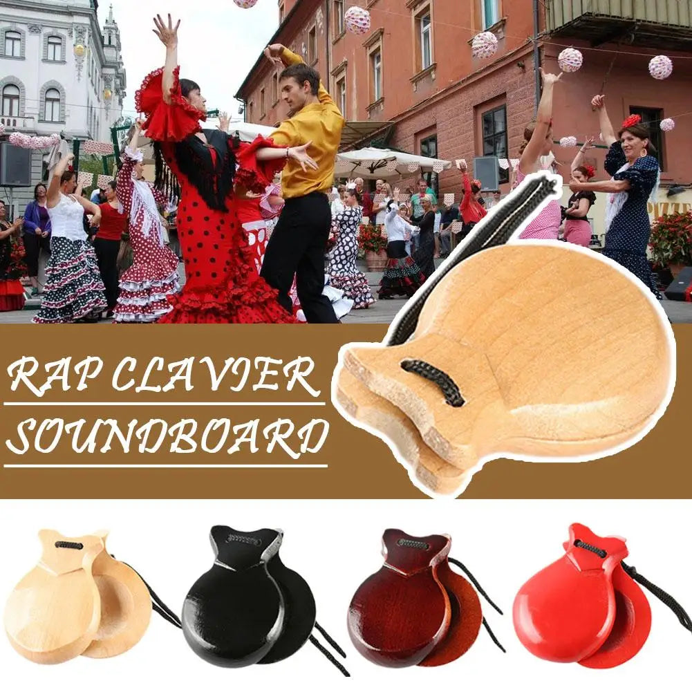 2Pcs Traditional Castanet Wood Spanish Castanets Flamenco Dance Music Instrument Percussion Wood Instruments