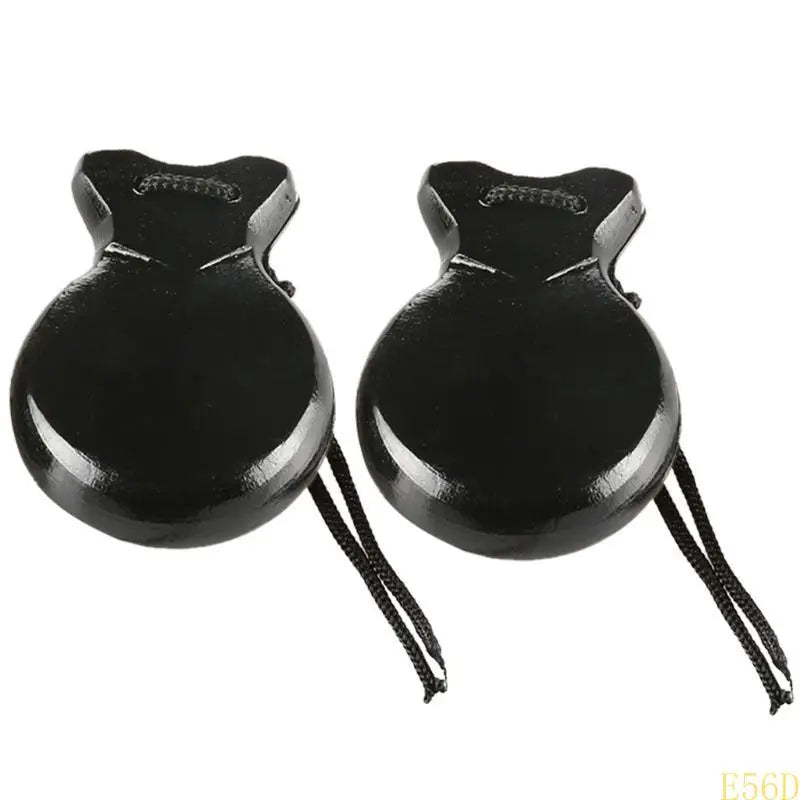 2 Pcs Traditional Flamenco Castanets Spanish Castanets with String Wooden Hand Percussion Music Instrument for Beginner