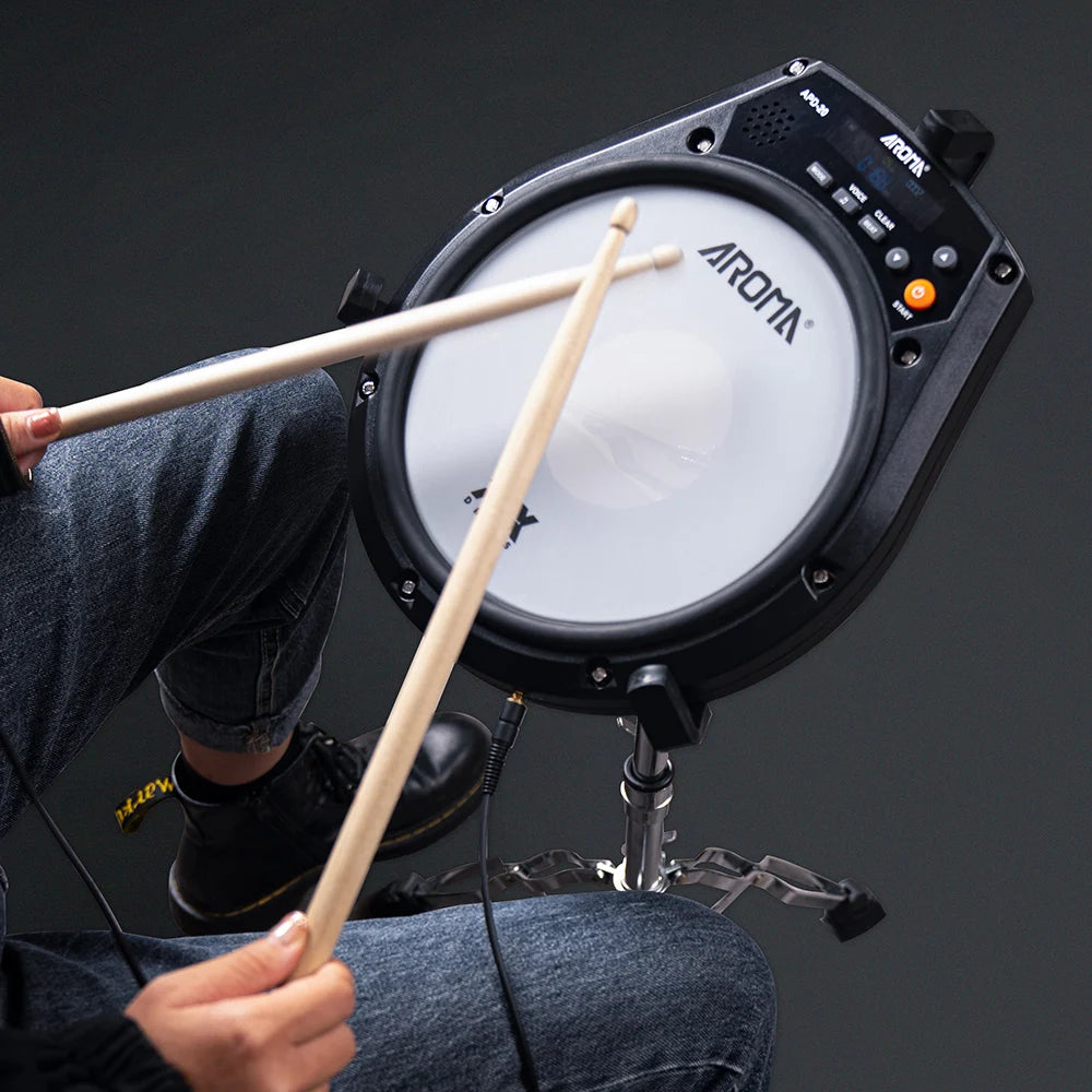 AROMA APD-20 Sordina electrónica para batería, pad de batería electrónico, batería incorporada, metrónomo, entrenamiento, percusión, piezas musicales