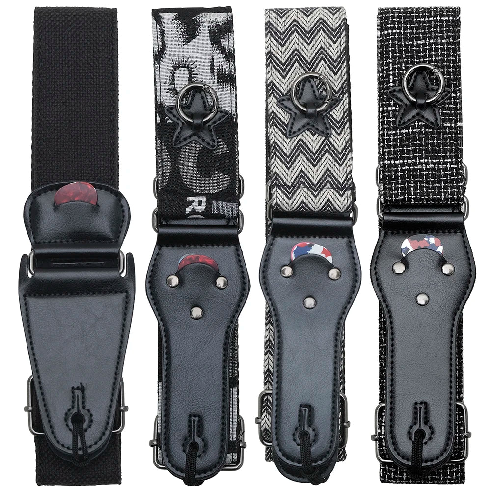 Electric Guitar Strap Acoustic Folk Guitar Belts Adjustable Vintage Cross Personality Guitar Straps Pick Pocket Accessories