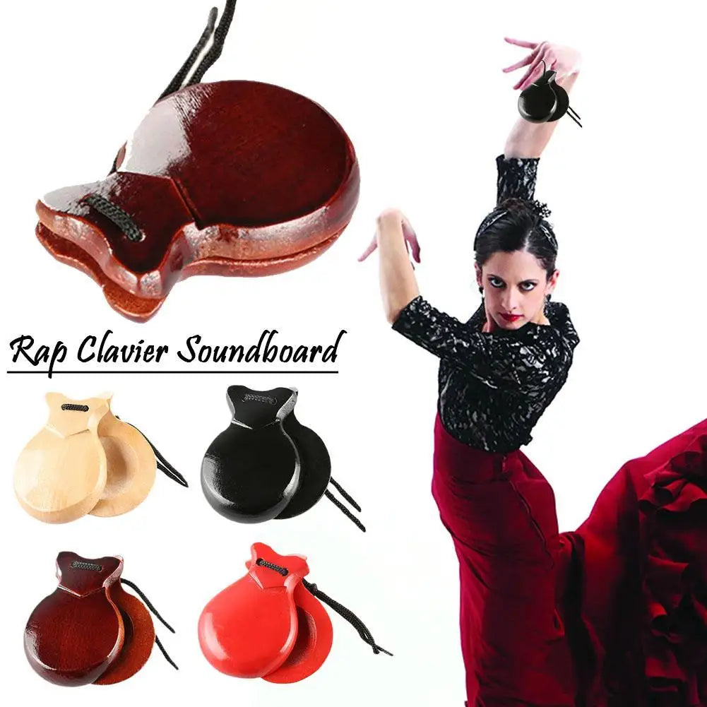 2Pcs Traditional Castanet Wood Spanish Castanets Flamenco Dance Music Instrument Percussion Wood Instruments