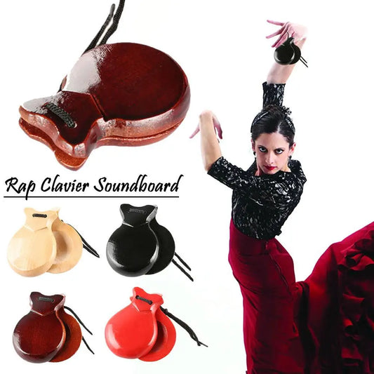 2Pcs Traditional Castanet Wood Spanish Castanets Flamenco Dance Music Instrument Percussion Wood Instruments