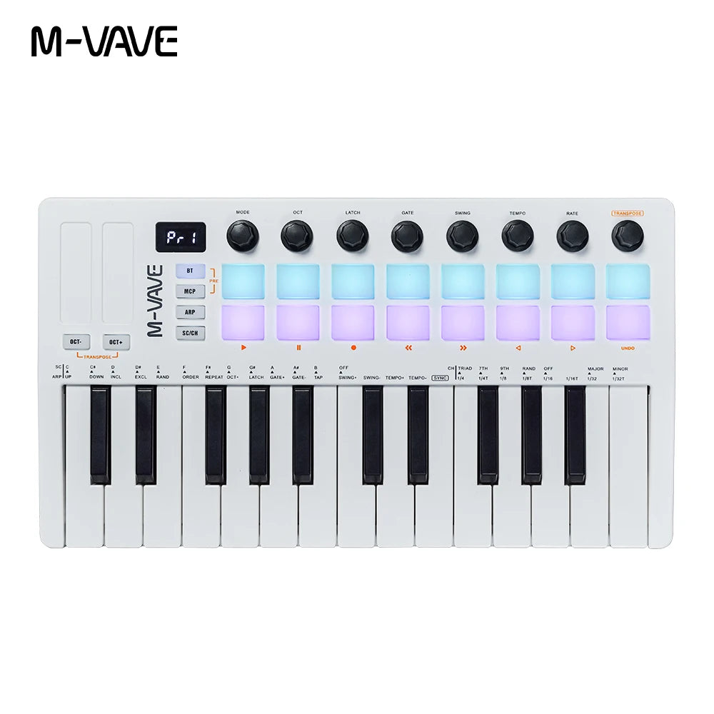 M-VAVE SMK-Ⅱ 25 Key MIDI Keyboard with RGB Drum Pads 25 Key MIDI Keyboard with RGB Drum Pads RGB Drum Pad Keyboard