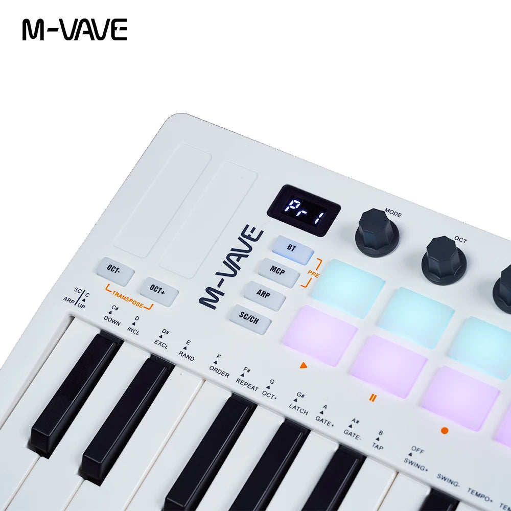 M-VAVE SMK-Ⅱ 25 Key MIDI Keyboard with RGB Drum Pads 25 Key MIDI Keyboard with RGB Drum Pads RGB Drum Pad Keyboard