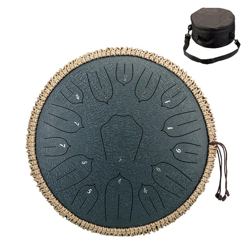Hluru Music Drum 15 Notes Glucophone Steel Tongue Drum 13 Inch 15 Notes D Tone Ethereal Drum Percussion Musical Instruments