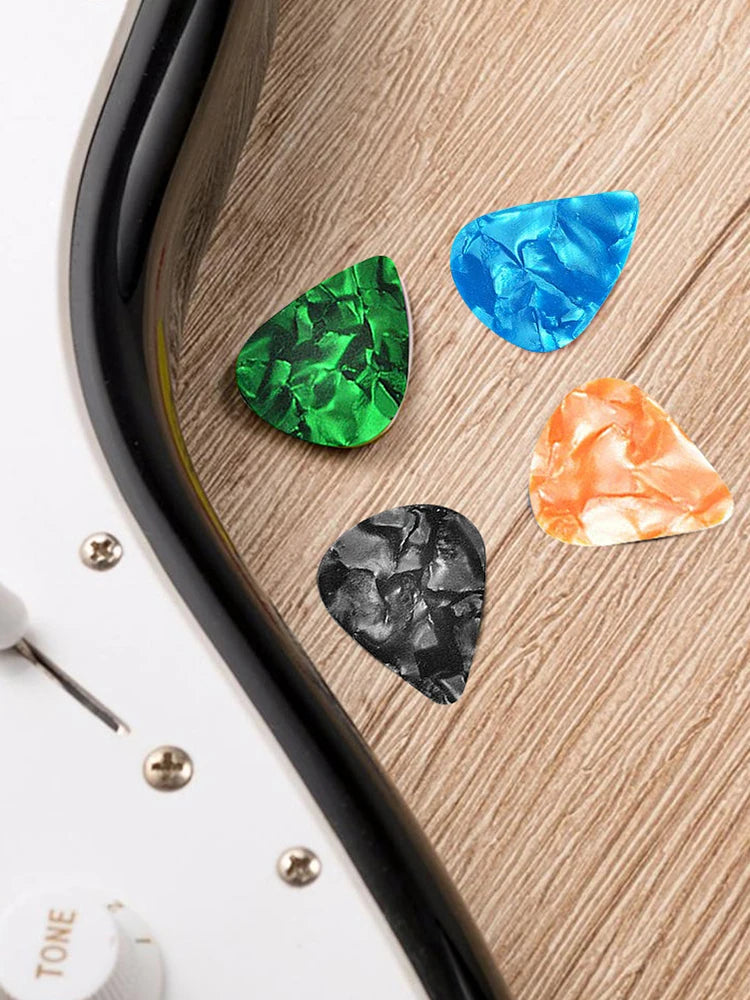 10Pcs Acoustic Guitar Picks Colorful Guitar Picks & Pick Holder Set Ukulele Picks Multifunction Celluloid for Guitar Lovers