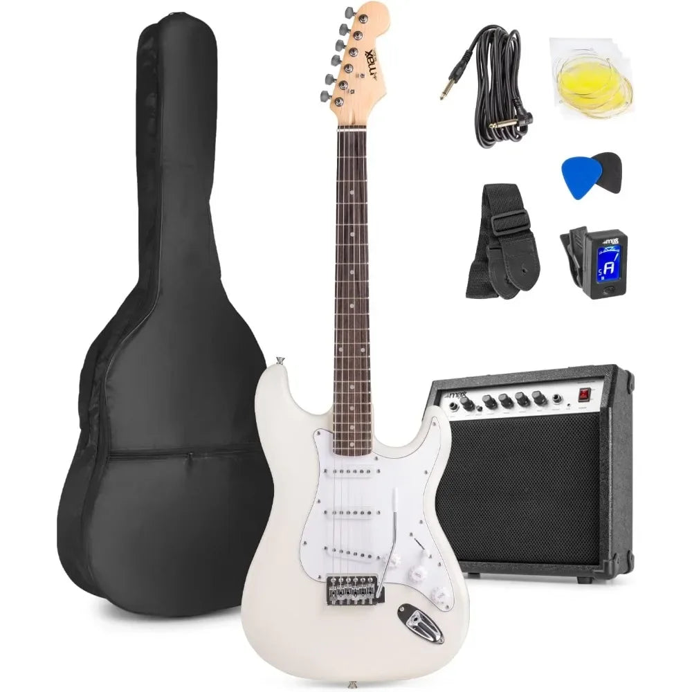 MAX GigKit - kit guitarra electrica iniciación, amplificador de 40w, funda transporte, afinador, cuerdas, palanca tremolo