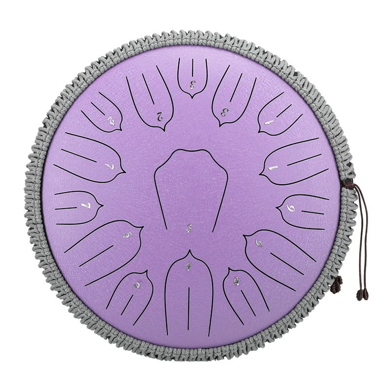 Hluru Music Drum 15 Notes Glucophone Steel Tongue Drum 13 Inch 15 Notes D Tone Ethereal Drum Percussion Musical Instruments