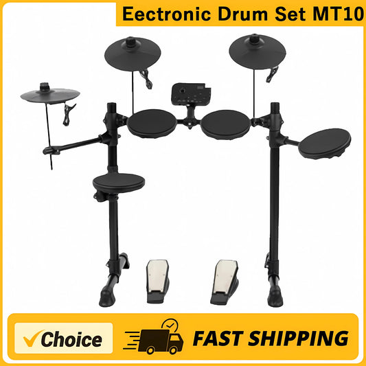 Electronic Drum Set MT10 Convenient 5-drum, 3-cymbal all-silicone Electronic Drum Kit 180 tones USB, MIDI, Headphone Interface.