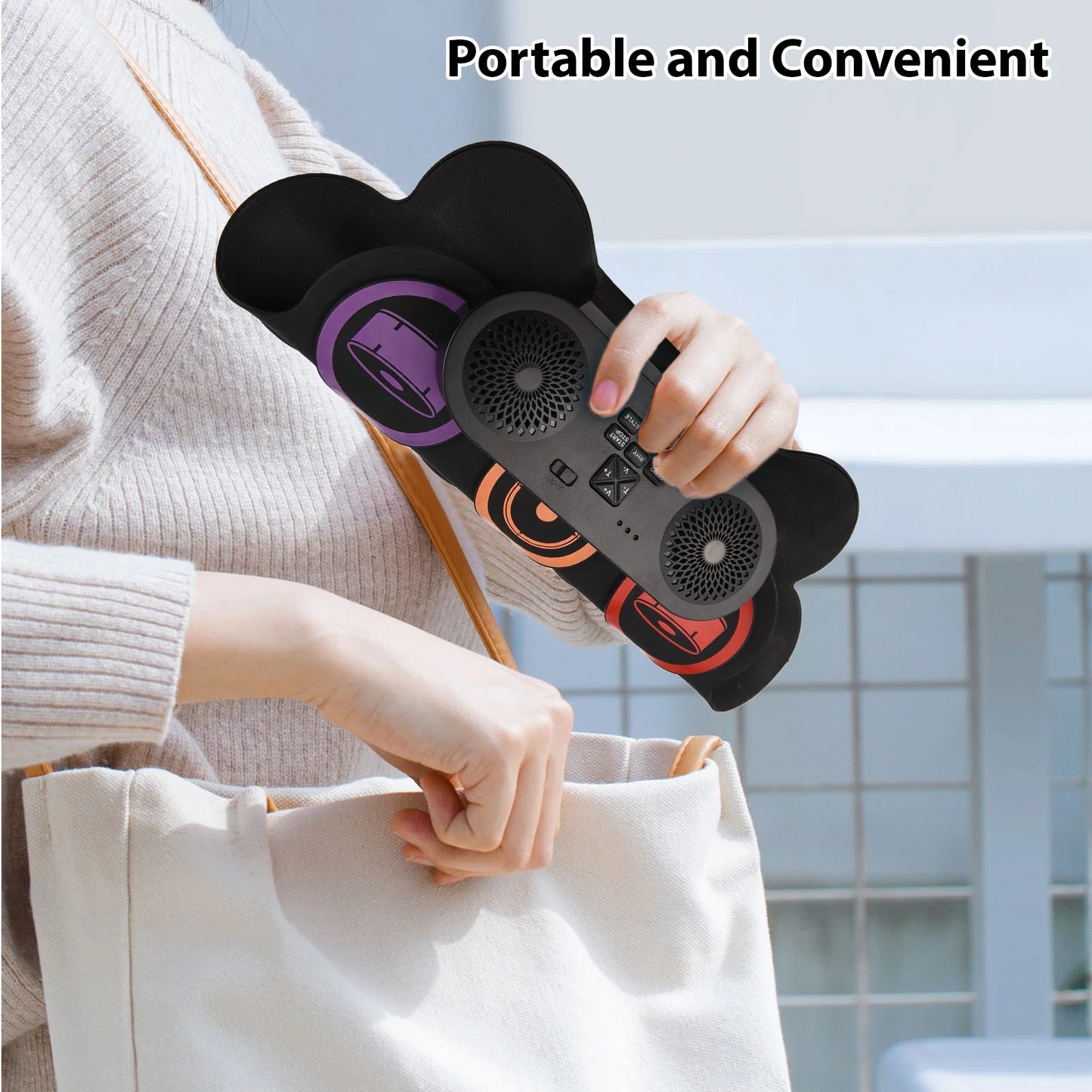 9 Pads Electronic Drum Set Hand Roll Drum Set Supports DTX Gaming/BT Dual Speaker 7 Drum Styles 6 Rhythms 10Demo Songs Pad Drum