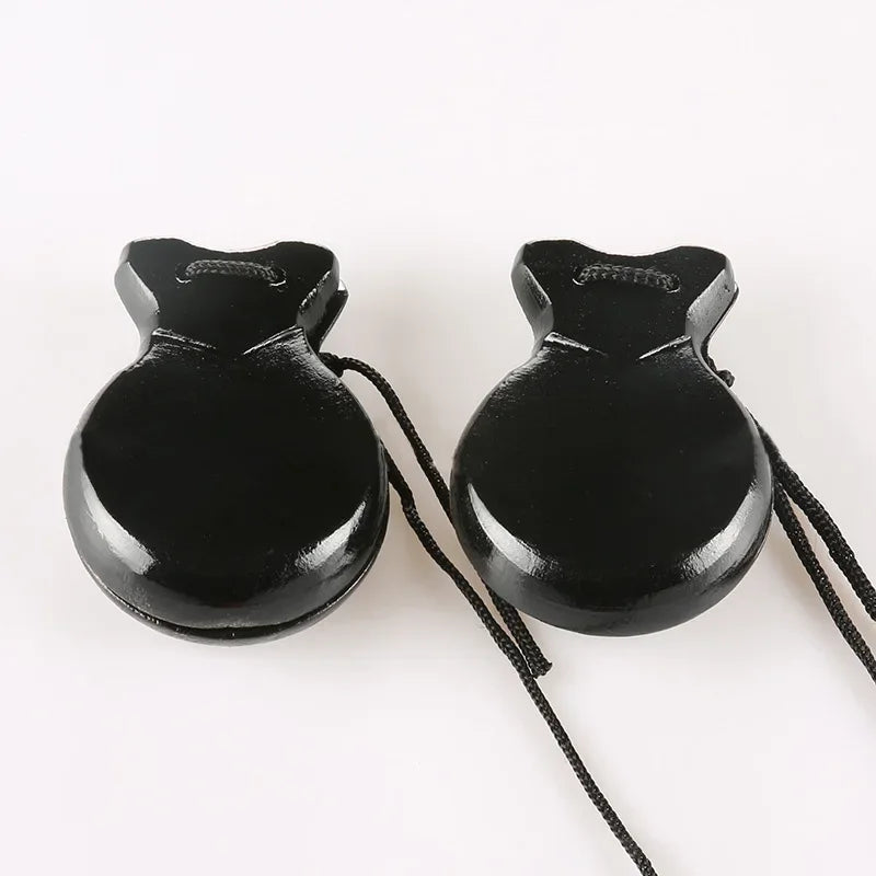 2PCS Spanish Castanets Traditional Wooden Castanet Flamenco Dance Music Instrument Percussion Wood Instruments for Beginner