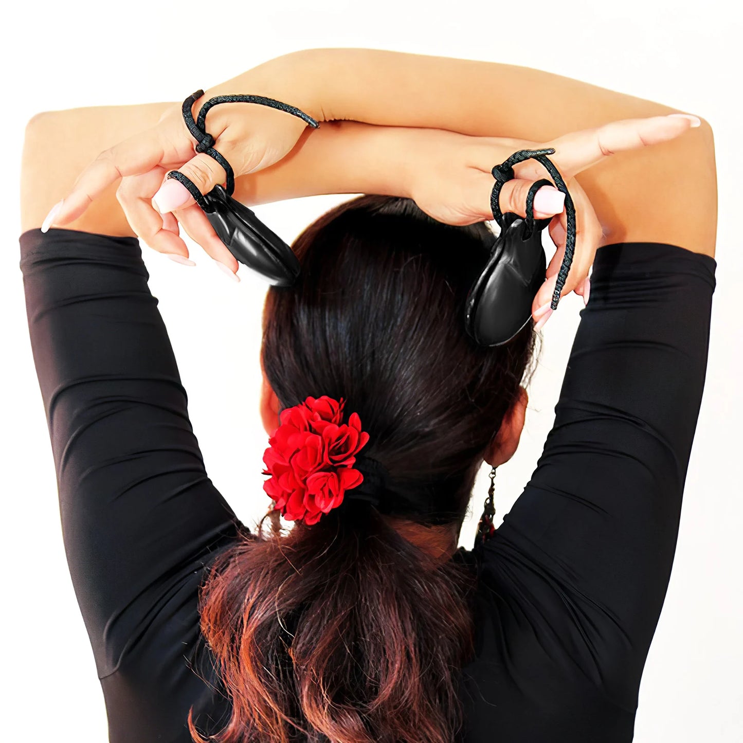 2Pcs Black Wooden Castanets Fine Craftsmanship Clear Sound Spanish Finger Castanets Handheld Percussion Instruments For Wood