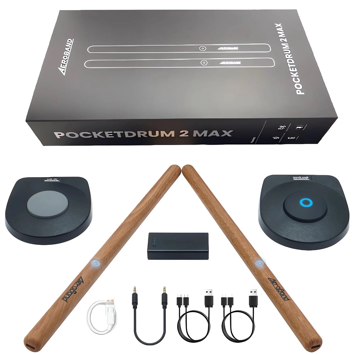 Batería portátil 2 Plus, juego de baquetas electrónicas digitales somatosensoriales, baquetas, pedales y adaptador Bluetooth.