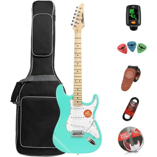 Bullfighter Guitarra eléctrica adultos principiante, traje guitarra rock profesional hombres  mujeres con bolsa guitarra, correa