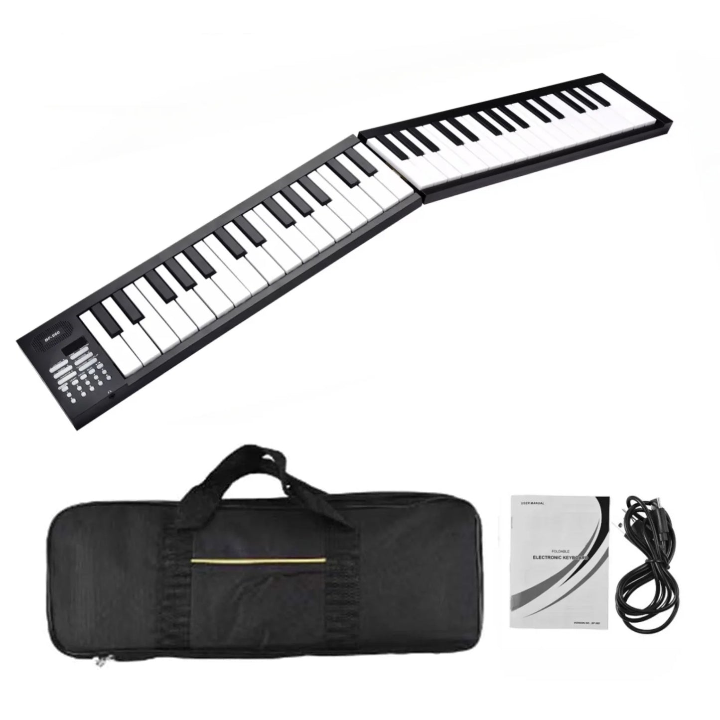 61 Key Foldable Electronic Piano Portable Piano Keyboard w/LED Display/Built-in Battery/Electronic Keyboard Musical Instrument