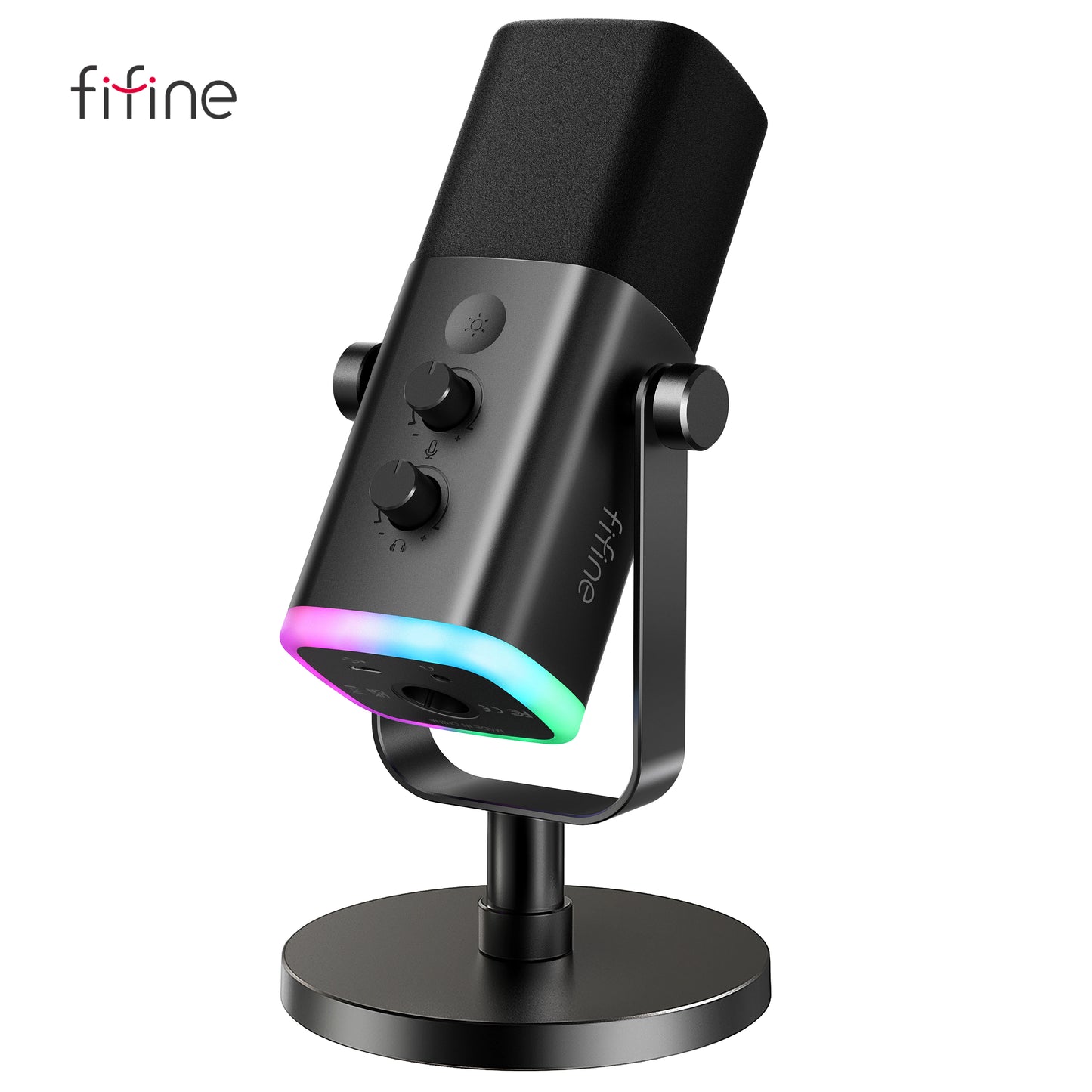 FIFINE USB/XLR Dynamic Microphone with Touch Mute Button,Headphone jack,I/O Controls,for PC PS5/4 mixer,Gaming MIC Ampligame AM8