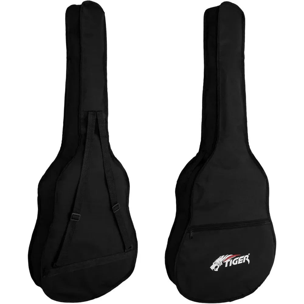 TIGER ACG4-BL Guitarra electroacústica estudiantes  tamaño completo con ecualizador incorporado, funda, correa, cuerdas