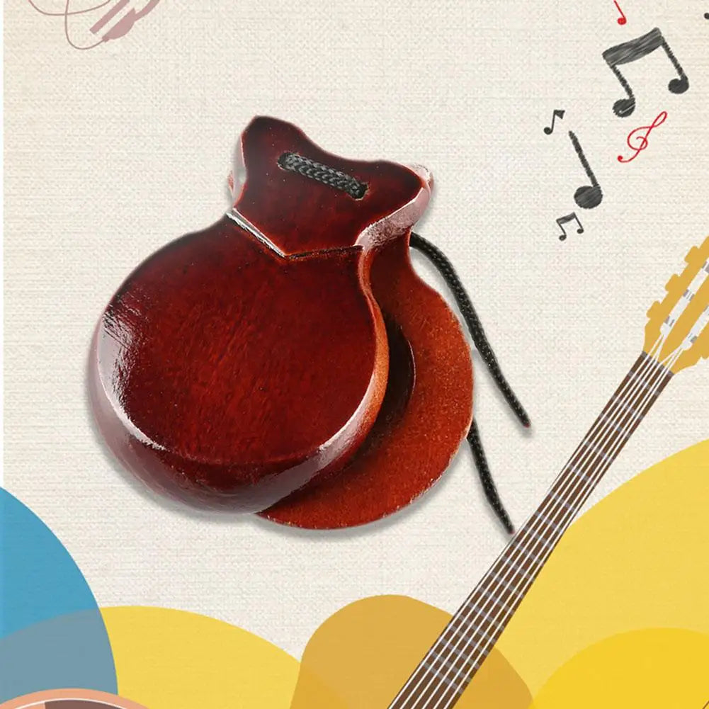 2Pcs Traditional Castanet Wood Spanish Castanets Flamenco Dance Music Instrument Percussion Wood Instruments