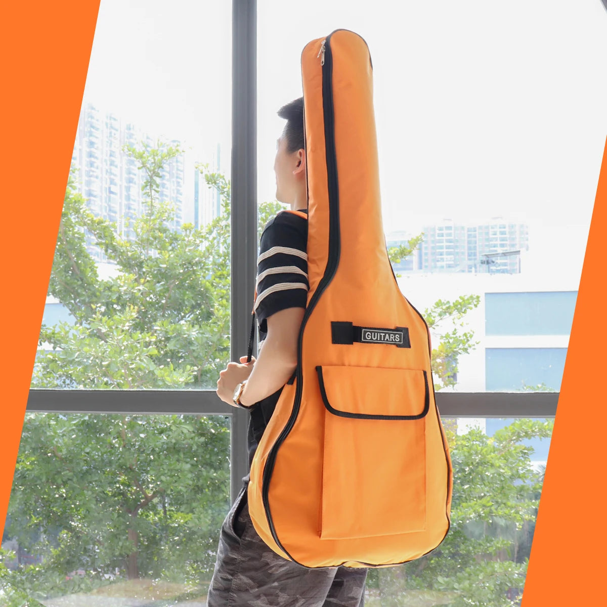 40/41 Inch Oxford Fabric Acoustic Guitar / Electric Guitar Double Straps Padded Guitar Soft Case Gig Bag Waterproof Backpack