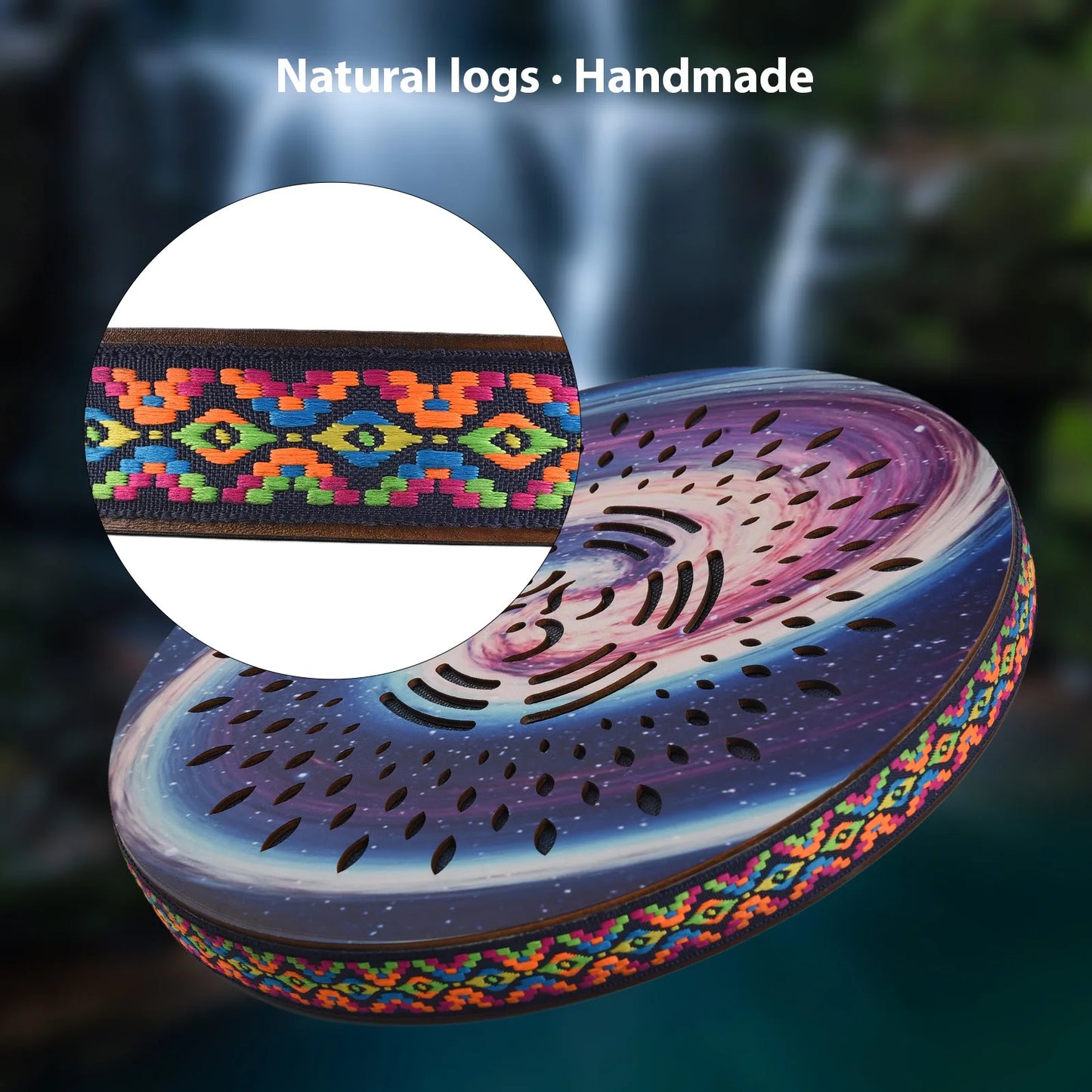 8/10/12inch Ocean Drum Ethnic Percussion Instrument Painted Drum Pattern Birch Wooden Drum Woven Edge for Home Party