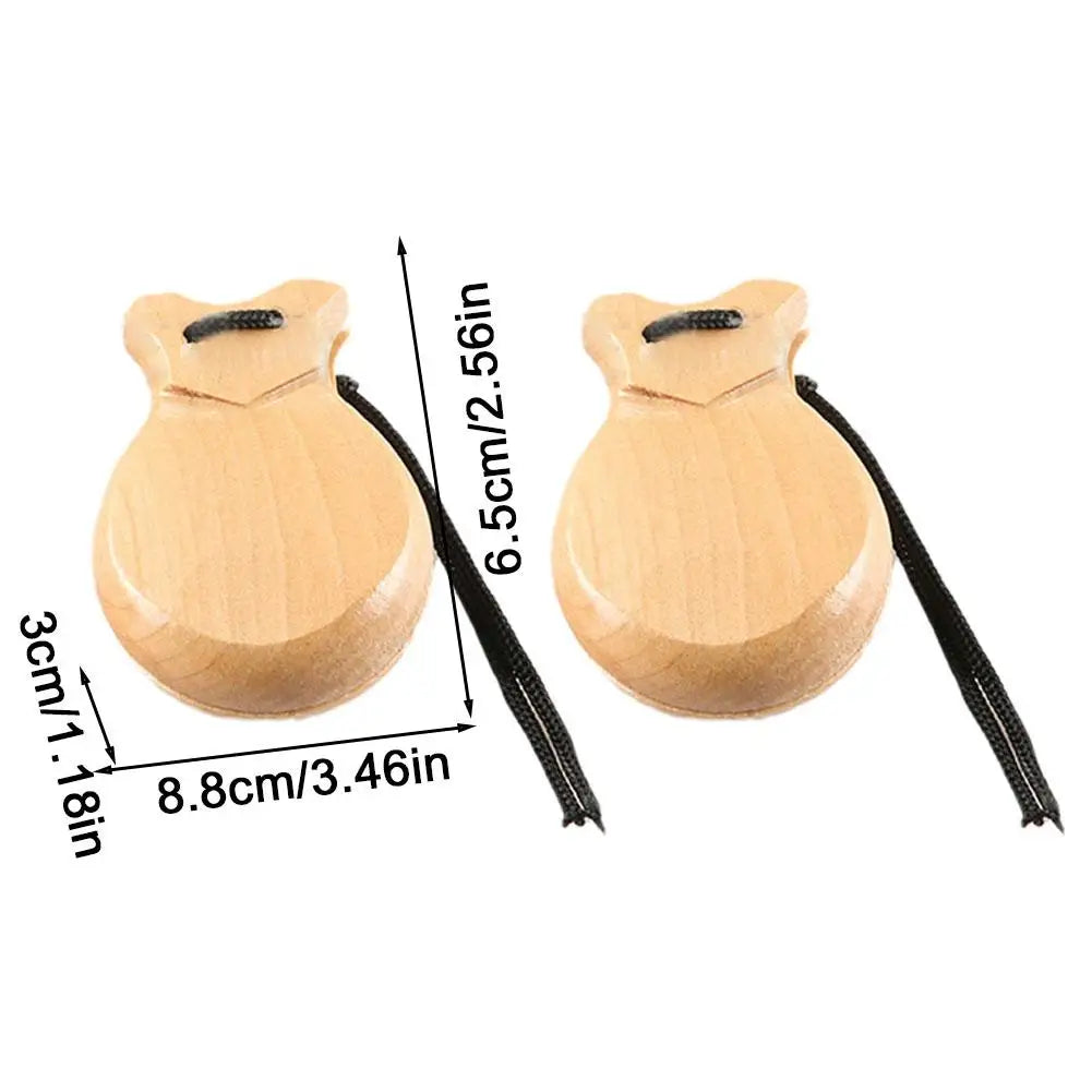 2Pcs Traditional Castanet Wood Spanish Castanets Flamenco Dance Music Instrument Percussion Wood Instruments