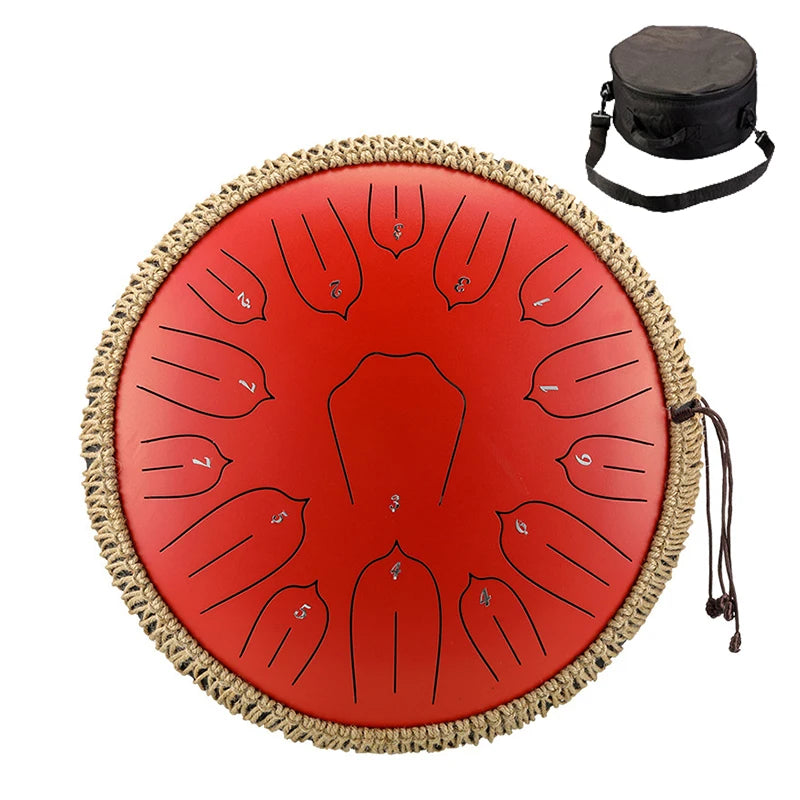 Hluru Music Drum 15 Notes Glucophone Steel Tongue Drum 13 Inch 15 Notes D Tone Ethereal Drum Percussion Musical Instruments