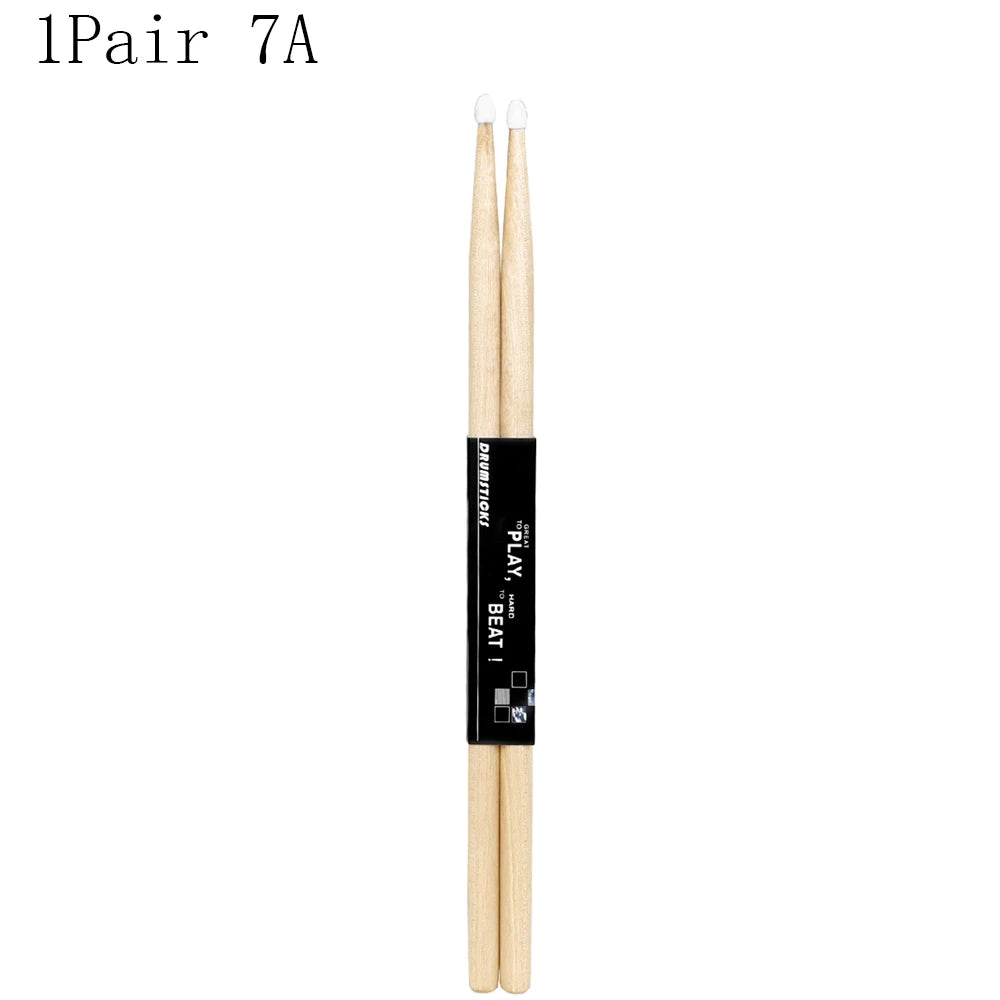 1/5/10 Pair Maple Wood Drum Sticks 5A 7A Electronic Drum Rack Nylon Tip Drumsticks Musical Sticks Percussion Instruments Tools