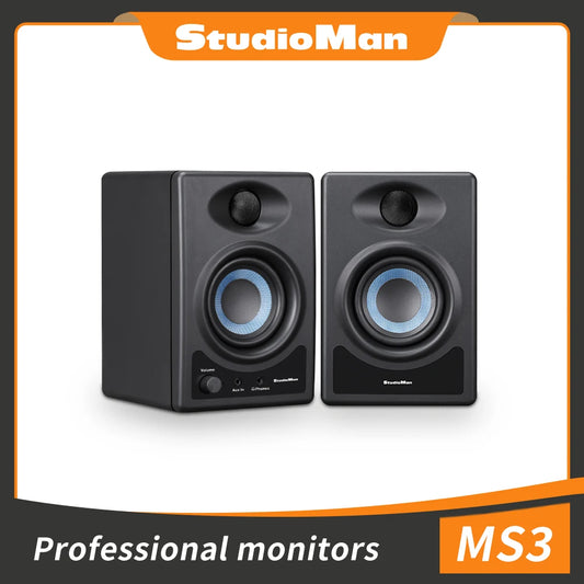 Studioman MS3 2-Way Near Field Active Studio Monitor Speaker for Hi-Fi Audio,Desktop Computer,Near Field Music Production