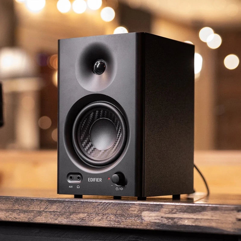 Edifier MR4 2.0 Speakers Studio Monitor (42W RMS) Class-D Amplifier Built-in DSP Wooden Enclosure TRS Balanced/AUX/RCA Inputs