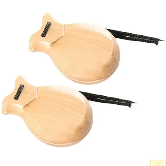2 Pcs Traditional Flamenco Castanets Spanish Castanets with String Wooden Hand Percussion Music Instrument for Beginner