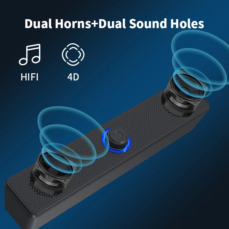 Altavoces duales de escritorio largos con cable 1002, Bluetooth inalámbrico 3511, alimentación USB, AUX de 3,5 mm, luces LED, altavoz estéreo 3D para TV y portátil