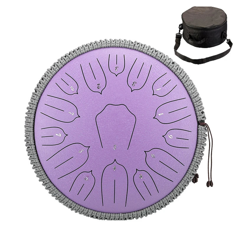 Hluru Music Drum 15 Notes Glucophone Steel Tongue Drum 13 Inch 15 Notes D Tone Ethereal Drum Percussion Musical Instruments