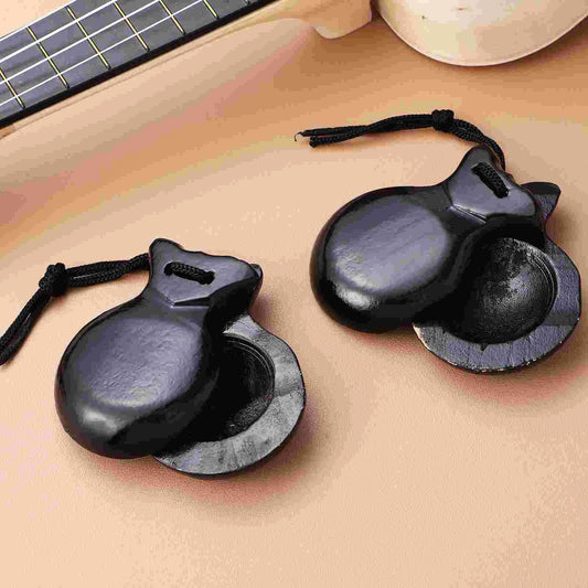 Black Wooden Castanets Clear Sound Lightweight Percussion Instruments Finger Castanets Musical Instruments Wood Castanets