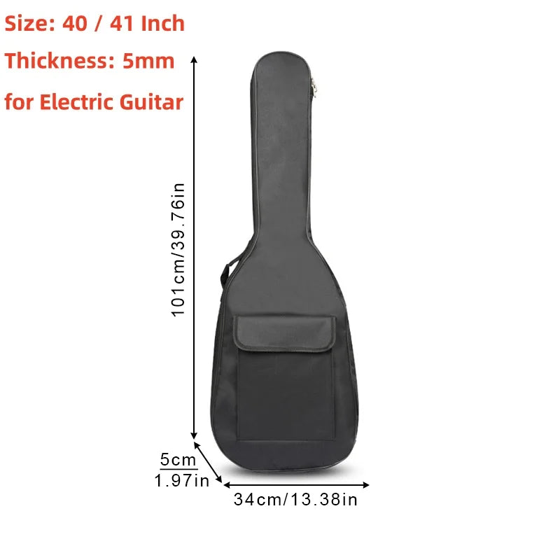 40/41 Inch Oxford Fabric Acoustic Guitar / Electric Guitar Double Straps Padded Guitar Soft Case Gig Bag Waterproof Backpack