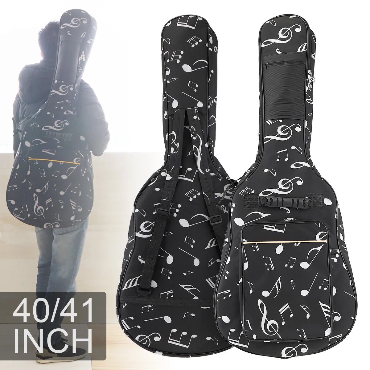 40/41 Inch Oxford Fabric Acoustic Guitar / Electric Guitar Double Straps Padded Guitar Soft Case Gig Bag Waterproof Backpack