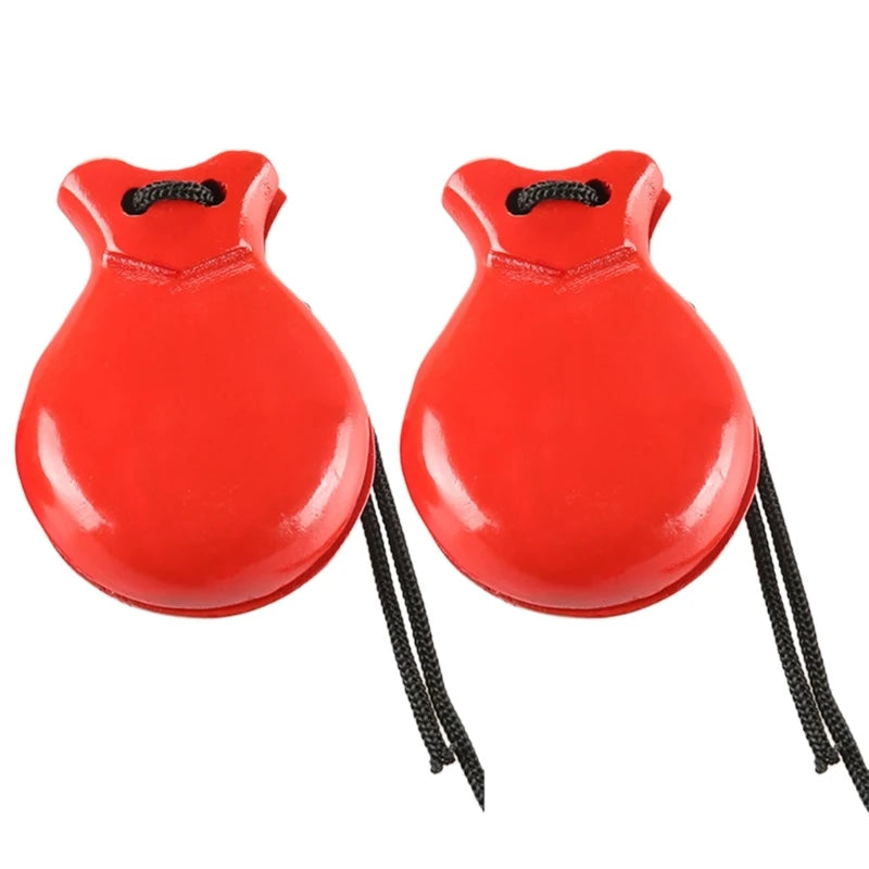 2Pcs Traditional Castanet Spanish Castanets Flamenco Dance Castanets with String Hand Clapper Orff Music Instrument 24BD