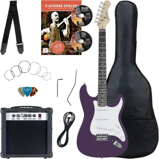 Rocktile Banger's Pack Kit Guitarra Eléctrica Completo - Guitarra electrica con 3 Single-Coil pick up  Juego con amplificador