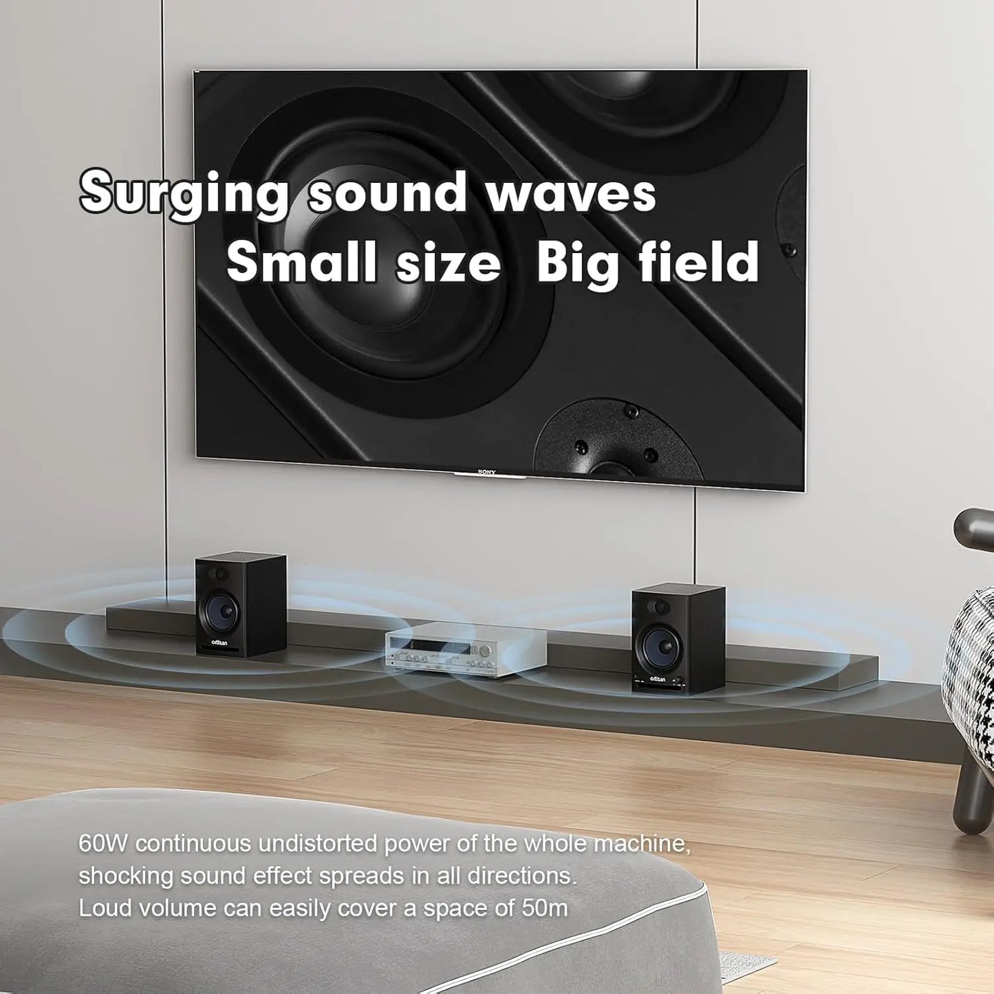 Ortizan C7 Dual-Mode 2.0 Studio Monitors, Bluetooth 5.3 Wireless Computer PC Monitor Gaming Bookshelf