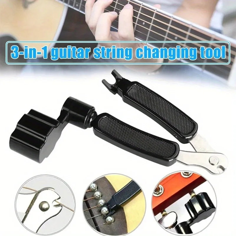 3 IN 1 Guitar String Winder + String Cutter + Pin Puller Instrument Guitar Maintenance Tool Repair