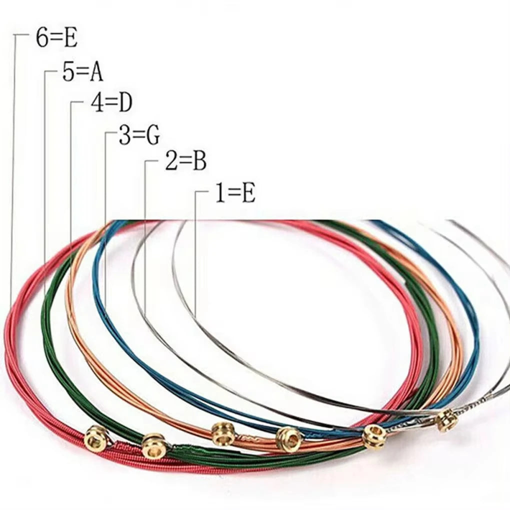Miwayer Set of 6 Acoustic Guitar Strings, E-A Rainbow Colors, for Folk Acoustic Guitar, Classical Guitar