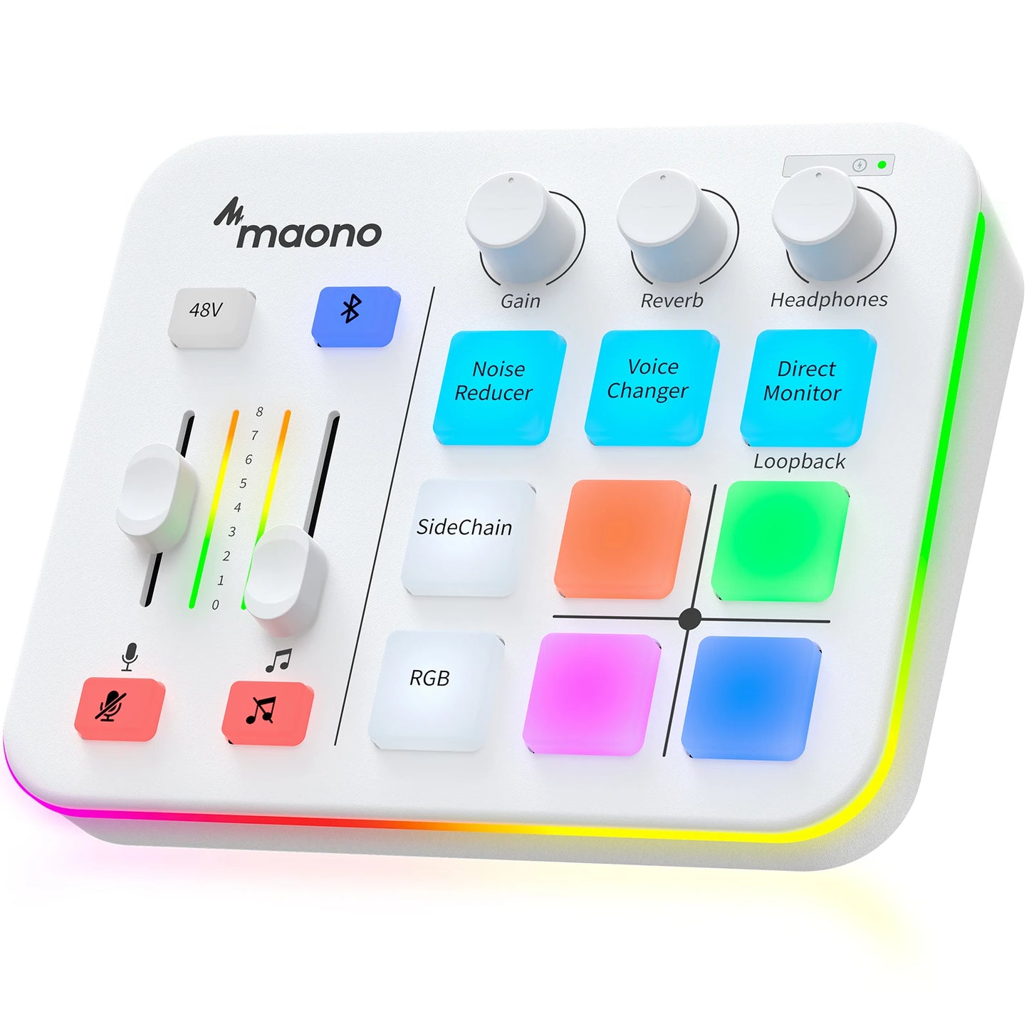 MAONO G1 NEO Gaming Audio Mixer,Custom Sound Effects RGB Streaming with XLR Microphone Audio Interface,for Game Voice,Podcast