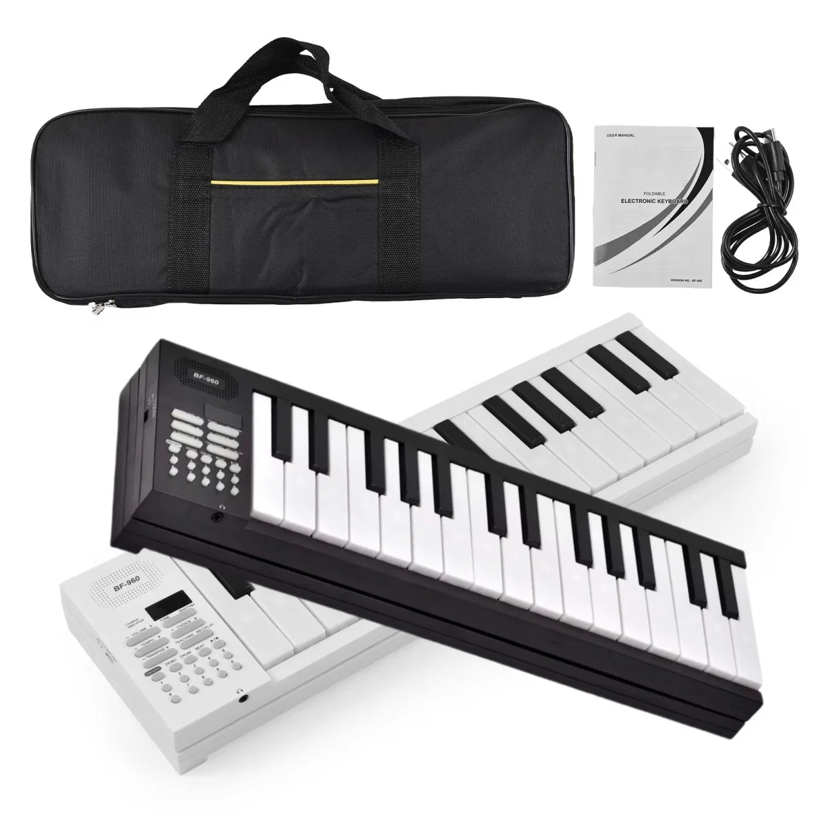 61 Key Foldable Electronic Piano Portable Piano Keyboard w/LED Display/Built-in Battery/Electronic Keyboard Musical Instrument