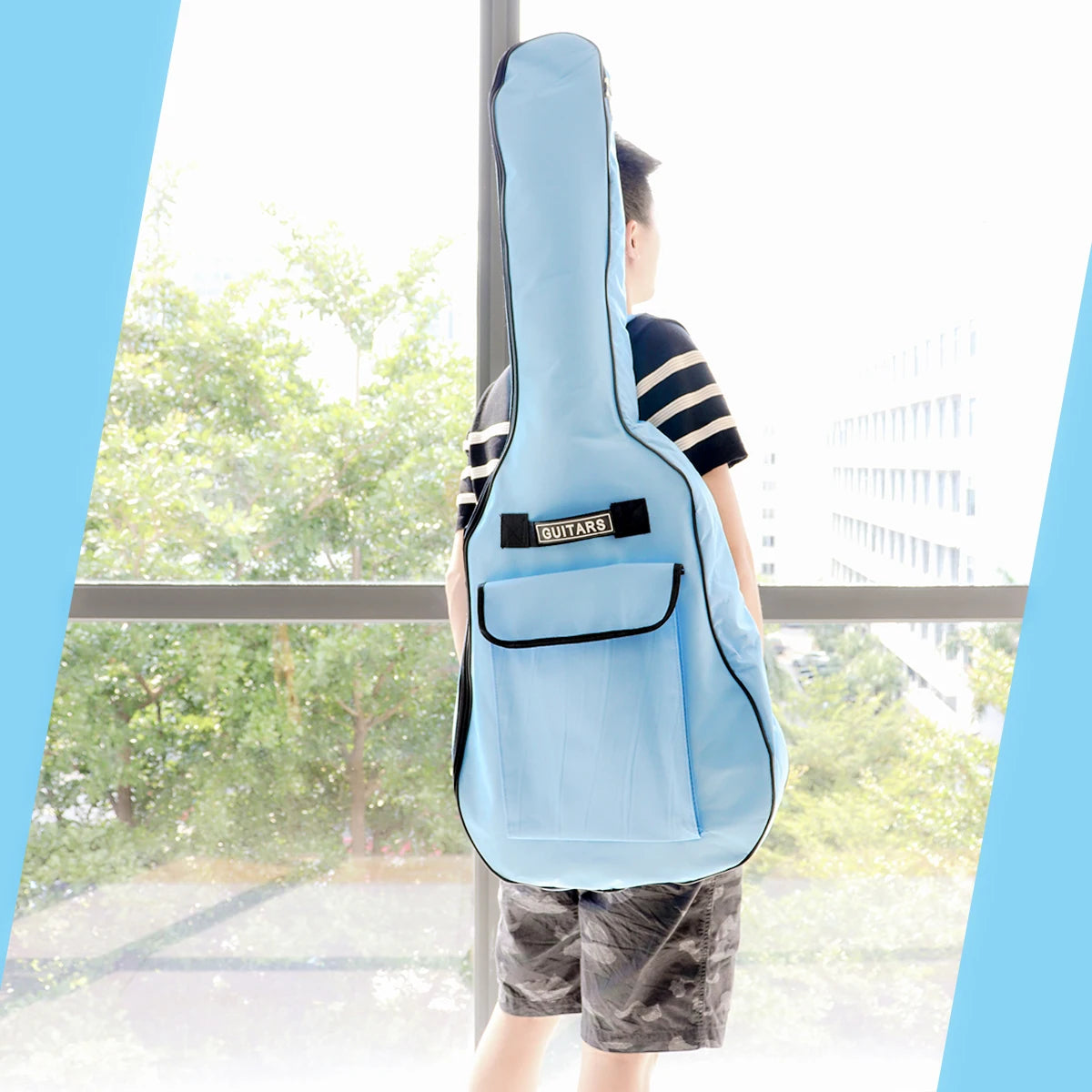 40/41 Inch Oxford Fabric Acoustic Guitar / Electric Guitar Double Straps Padded Guitar Soft Case Gig Bag Waterproof Backpack