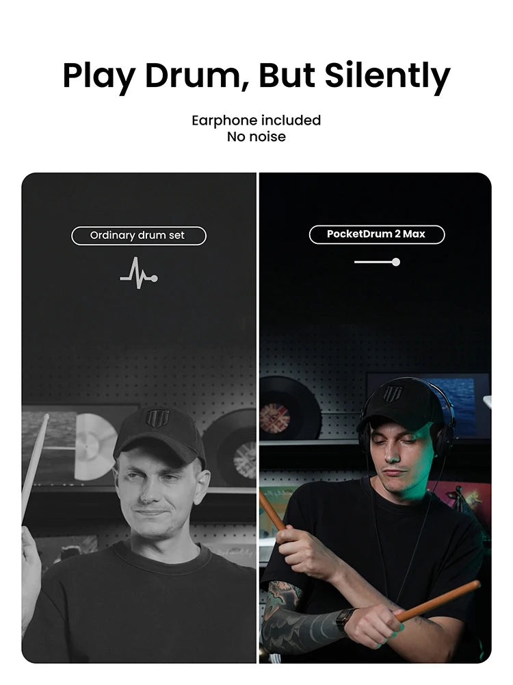 Juego de baquetas electrónicas digitales somatosensoriales AeroBand PocketDrum 2 MAX, baquetas, pedales y adaptador Bluetooth